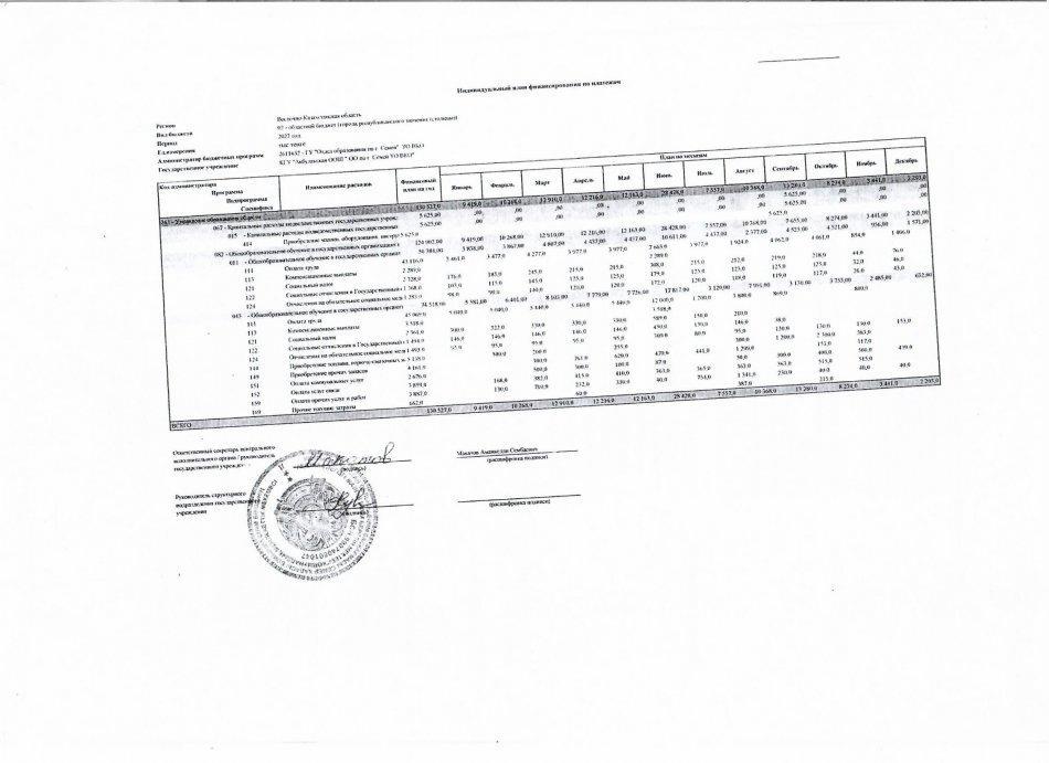 Индивидуальный план финансирования по платежам